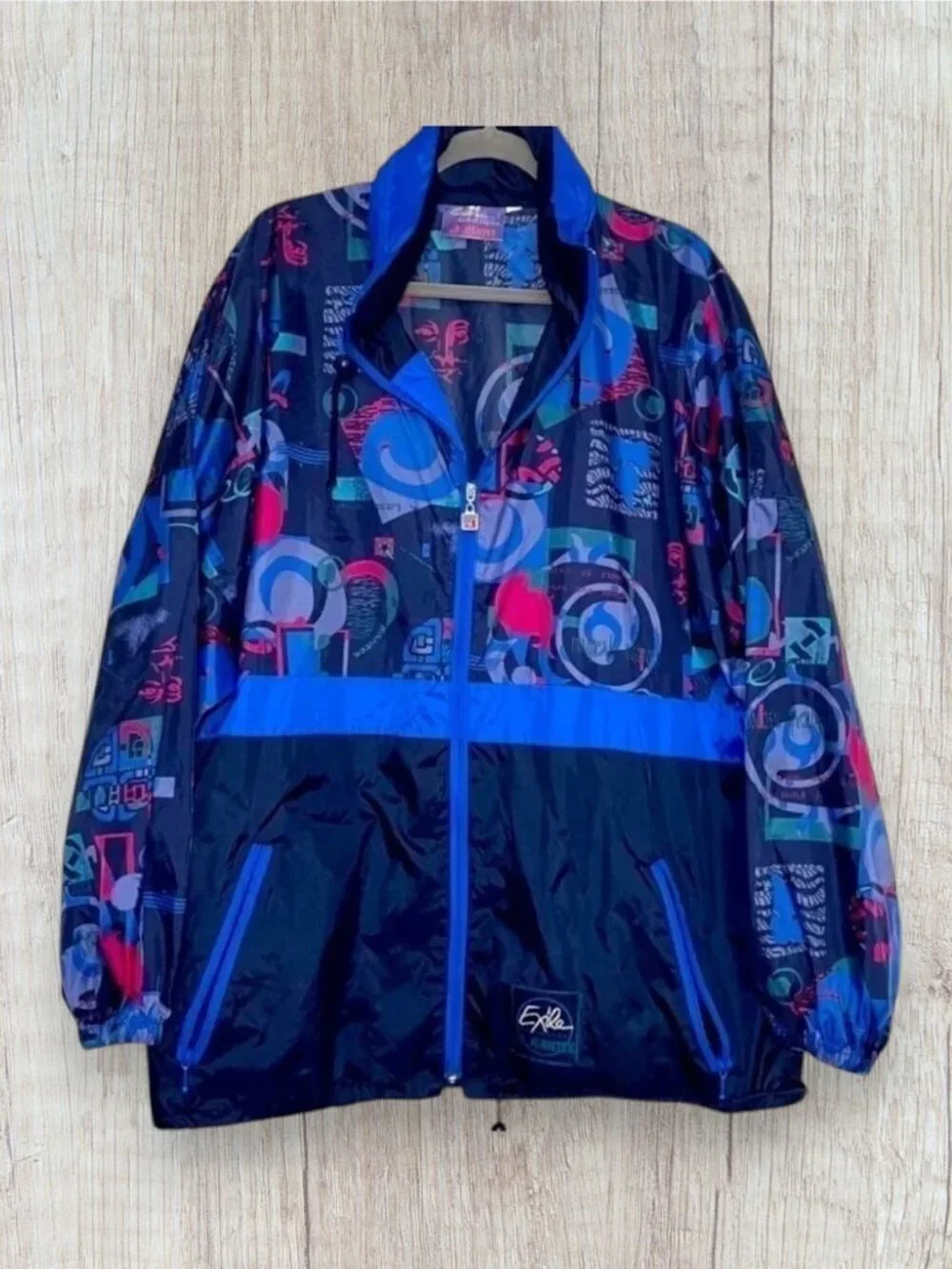 J. Jeantex Vintage 90s Exile of Function Y2K Packable Windbreaker Jacket XL XXL